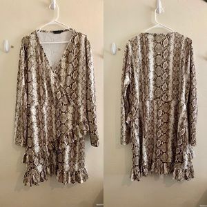 Plus size snakeskin ruffle dress